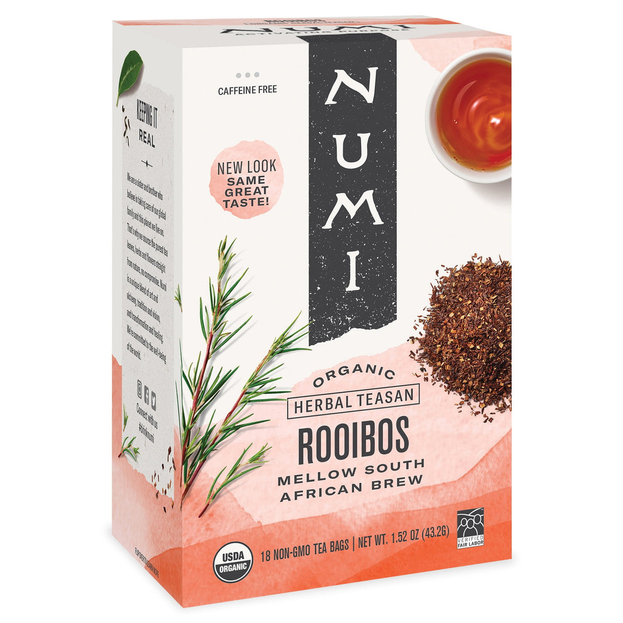Numi Organic Red Mellow Bush Rooibos Tea, Caffeine Free - 18 Tea Bags